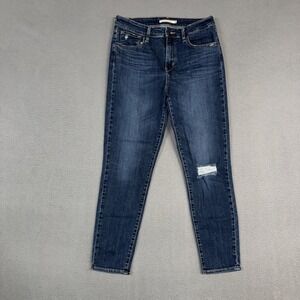 Levis Jeans Womens 29 Blue 721 High Rise Skinny Stretch Distressed Denim Preppy
